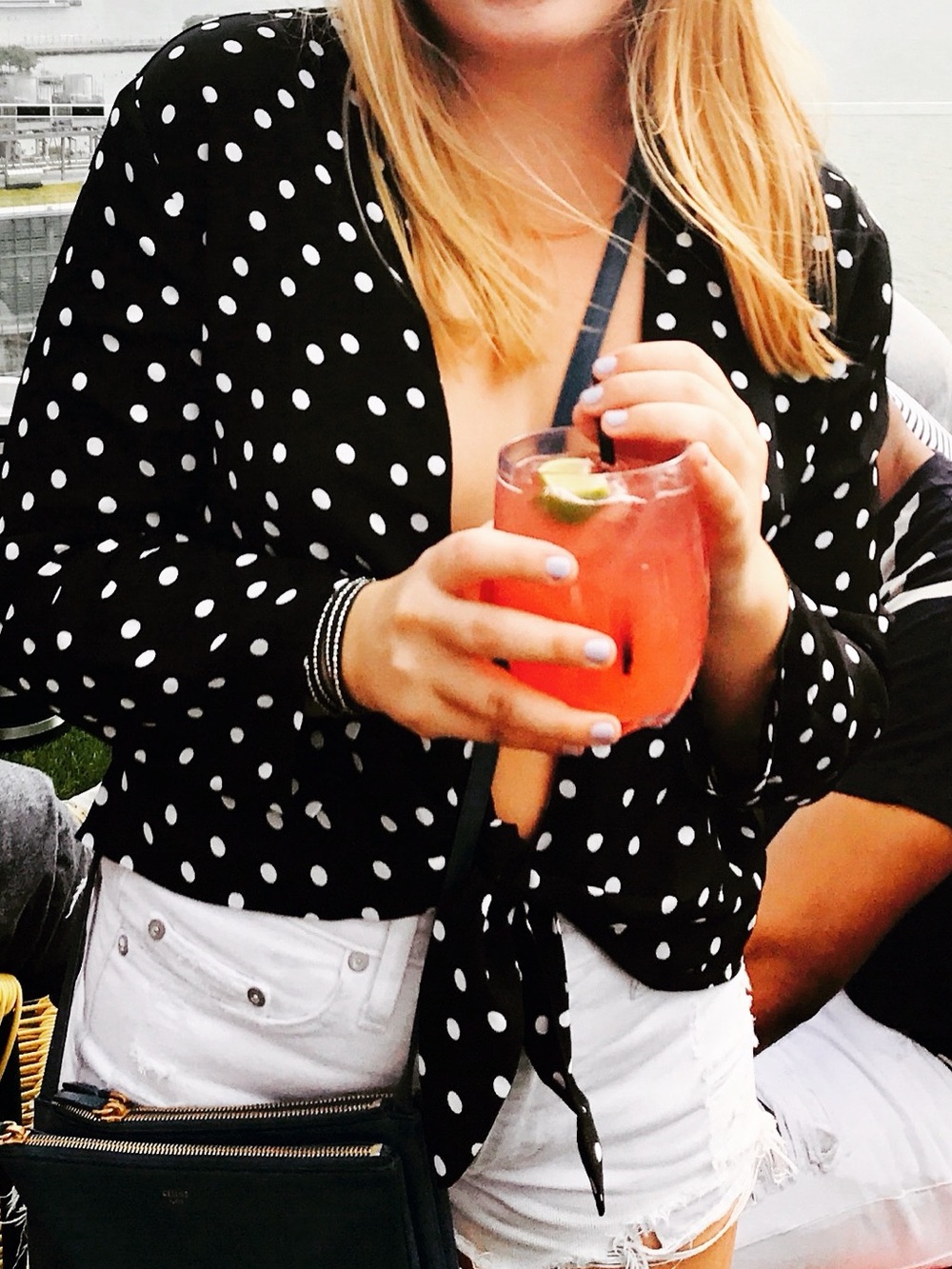 Reformation Polka Dot Tie-Front Blouse - Black/White